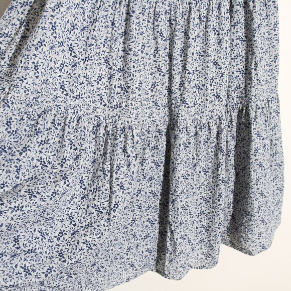 Madewell Button-Front Tiered Maxi Skirt in Florentine Floral Ditsy Blue Sz Small - Picture 10 of 12